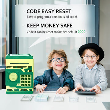 Atm Piggy Bank For Boys Girls, Vcertcpl Mini Atm Coin Bank Money Saving Box With Password, Kids Safe Money Jar For Adults With Auto Grab Bill Slot, Great Gift Toy Bank For Kids(Camouflage Green)