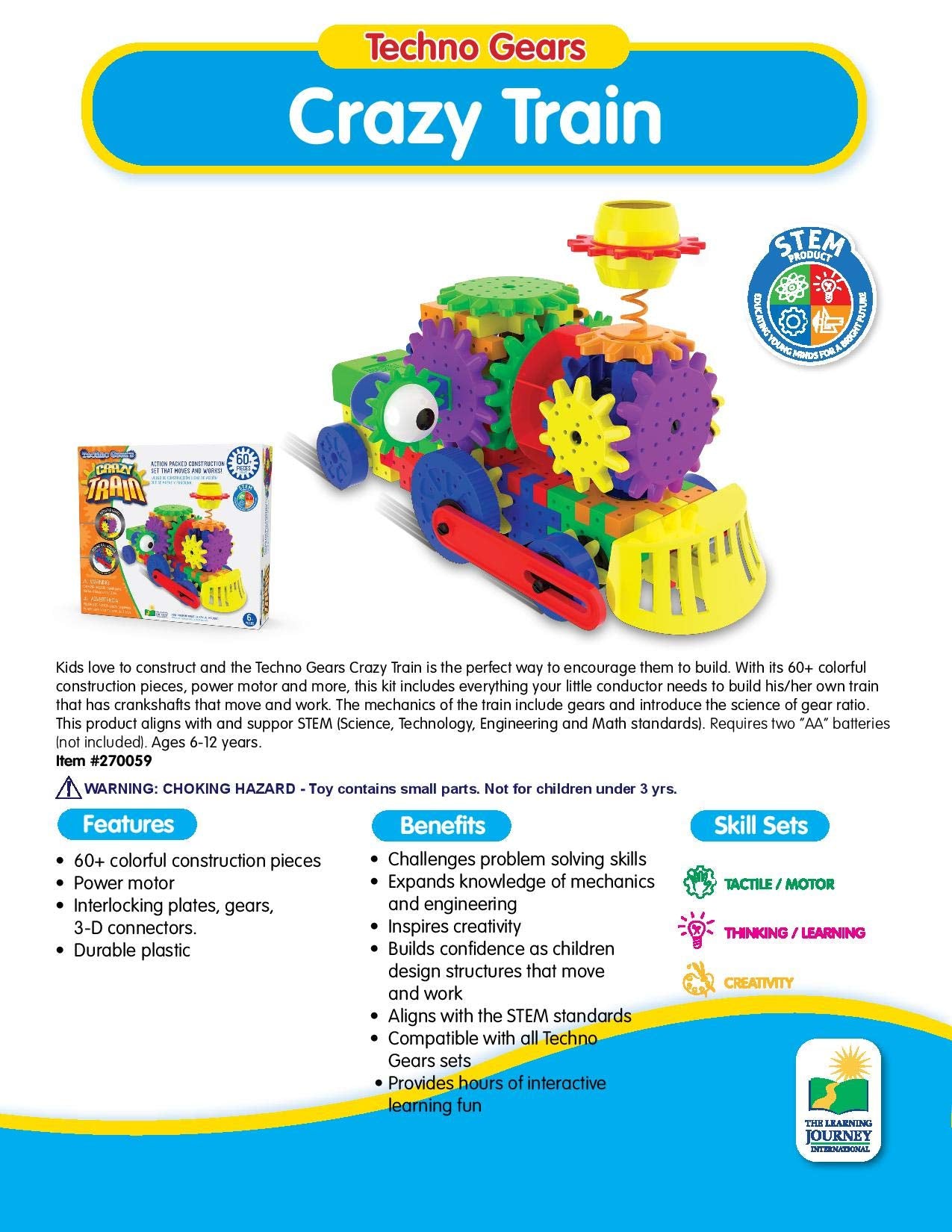 The Learning Journey: Techno Gears Stem Construction Set - Dizzy Droid (60+ Pieces) - Award-Winning Learning Toys & Gifts For Bo