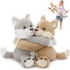 MorisMos Wolf Stuffed Animals Duo Freezable & Microwavable Stuffed Animals for Comfort Long-Arms Hugging Plush Wolf Toys Gift for Kid mature-themed Couple Twin Cute Coyote Plush Decor
