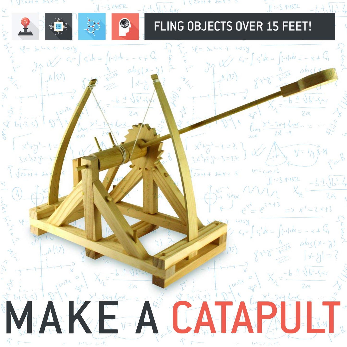 Make A Working Wooden Catapult Kit | Designed By Leonardo Da Vinci | Historical Facts And Easy Instructions Included | Copernicus Toys Curious Engineer Kit