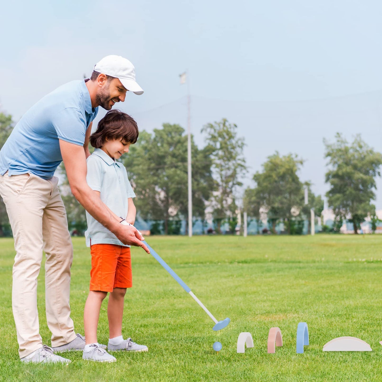 Asweets Mini Wooden Golf Set For Kids 3-12 Age,Macaroon Toddler Mini Golf Clubs,Children Putters For Golf Game,Idea Gift For Boy
