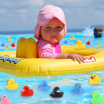 Gadiedie50 Pack Multicolor Mini Rubber Ducky Float Ducks Baby Bath Toy, Great For Jeep Ducking, Shower, Birthday Party, Carnival Game Gift(1.6'X 1.5' X 1.2'. 6 Colors)