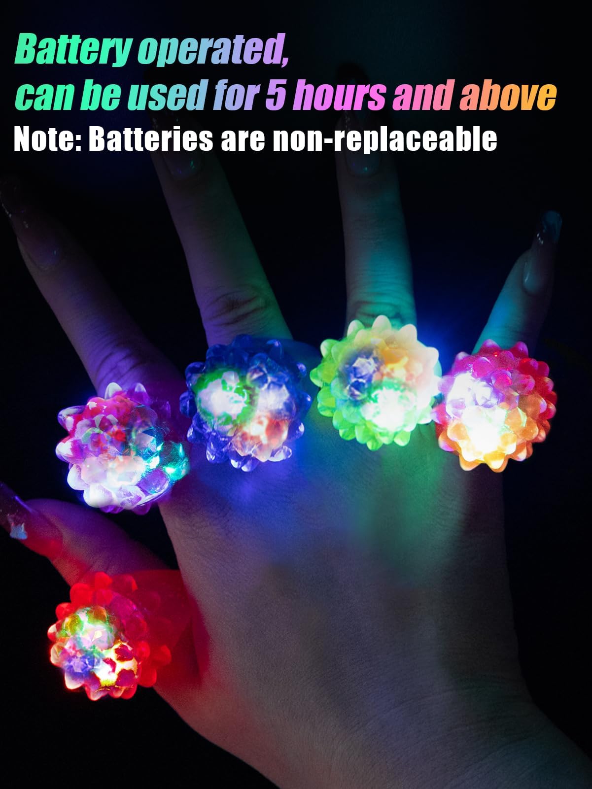108 Pcs LED Light Up Ring - Colorful Flashing Bumpy Rings Finger Toys Novelty Glow in the Dark Soft Jelly Blinking Rings Party F