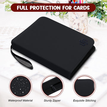 Jumbo Card Binder HYMENEX 80 Pockets Trading Card Binder with 40 Removable Sleeves and Zipper for Jumbo Oversized Cards - Portable & Lightweight 5.9 x 8.1 (Size XL)