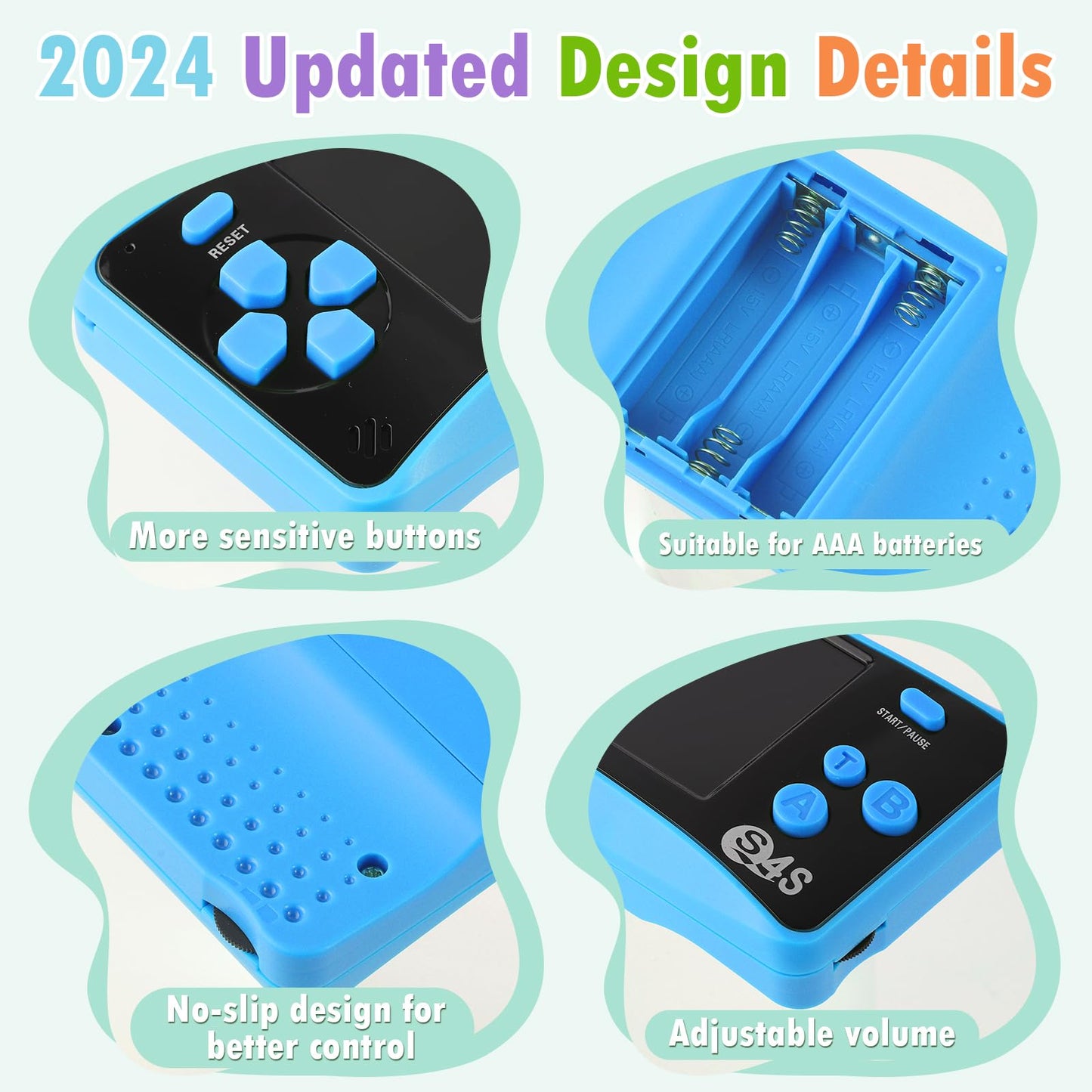Handheld Game For Kids Ages 4-10, 2025 Upgraded, 142 Classic Mini Games, Tv Output, 2.5' Lcd Screen, Portable Arcade System, Battery-Free, Birthday For Children-Blue