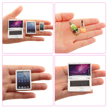 Enocht 9 Pack Small Size Laptop Computer Tablet Phone Pad Glasses And Headset Doll Playset Simulation Accessories For 11.5 Inch Doll (White)