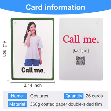 26Pcs/Set Gestures Kids Gifts English Flash Cards Pocket Card Educational Learning Baby Toys For Children Pre-Kindergarten