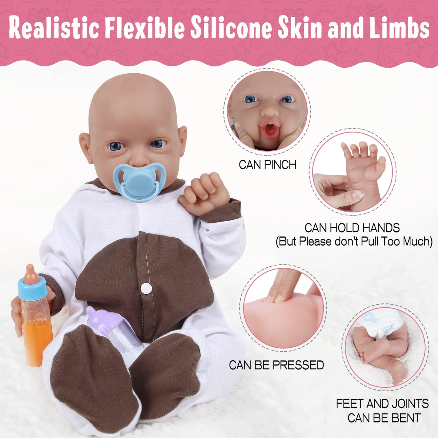 Vollence 12 Inch Full Silicone Baby Dolls Realisitc, Not Vinyl Dolls, Lifelike Reborn Silicone Dolls Realistic Full Silicone Bab