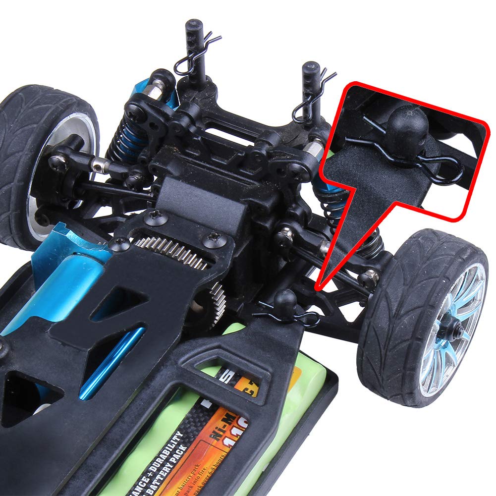 HobbyPark Small 1/16 1/18 Body Clips Bent Springy R Pins Black RC Car Shell Replacement Parts (50-Pack)