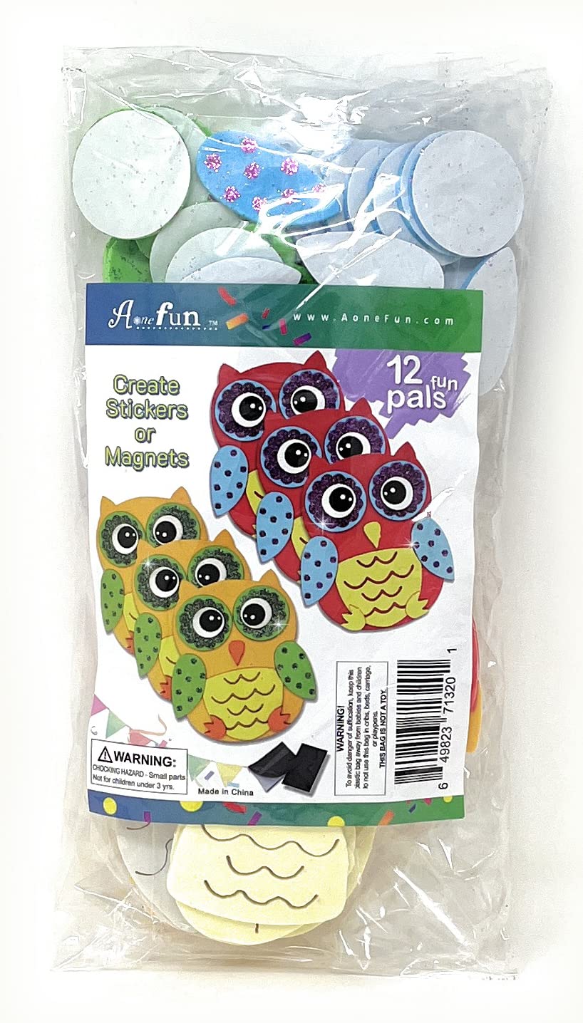 Owl Stickers Foam Crafts For Kids Magnet Kits For Kids Fall Crafts For Kids Preschool Crafts Kid Magnets Toddler Craft Kit Magnet Kids Owl Decal Party Crafts For Kids Childrens Magnets (12 Pack)