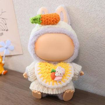 FANFX Doll Clothes(No Doll) Handcrafted Crochet Outfit for 17cm Doll Stylish Adorable Dolls Clothes Accessories for La Best Gift for Your Dear Doll(Bunny Carrot Sweater)
