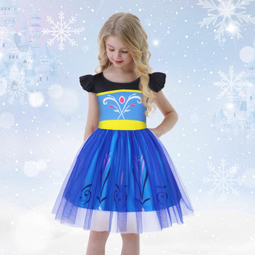 HenzWorld Princess Dress for Little Girls Fancy Costume Dress up for Girls Kids Short Flutter Sleeve Tulle Tutu Dress Halloween