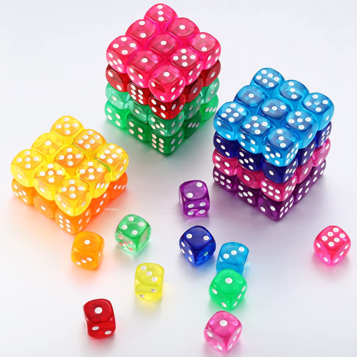 Blulu 100 PCS 6 Sided Games Dice Set, Colored Dice with Black Velvet Pouches for Playing Games, Like Board Games, Dice Games, Ma