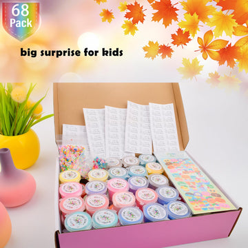 Butter Slime Kit 68 Pack, Non-Sticky And Super Soft Sludge With Cake Sticker, Perfect For Girls Party Favors, Birthday Gifts, Di