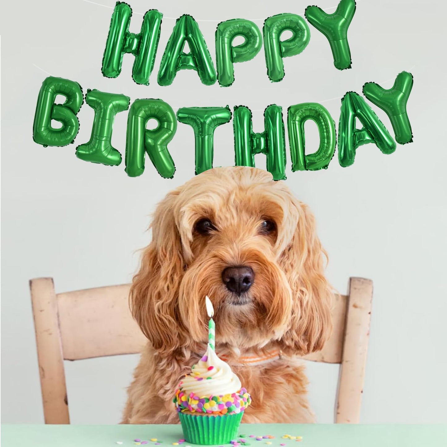 Toniful Green Happy Birthday Balloons Banner 16 Inch Mylar Foil Letters Birthday Sign Banner Bunting Reusable For Girls Boys Kid