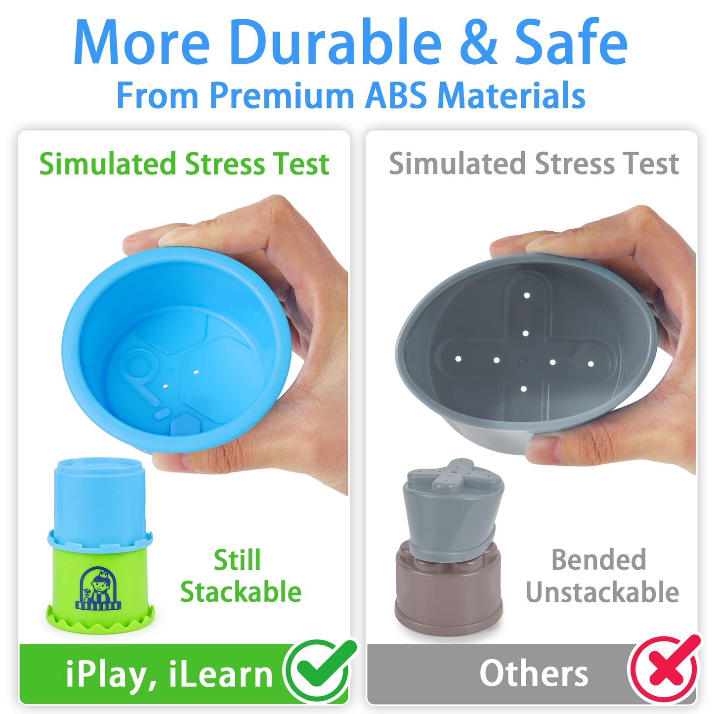 iPlay, iLearn Baby Stacking Toys - Multicolored Nesting Cups & Shape Sorter, 6.7Wx9.5L, Ideal for 1-3 Year Olds