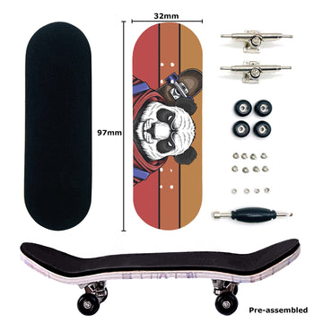 Bravord Professional Complete Wooden Fingerboard 32/34Mm 5-Ply Maple Finger Skateboard With Upgraded Components (Sk-Panda)