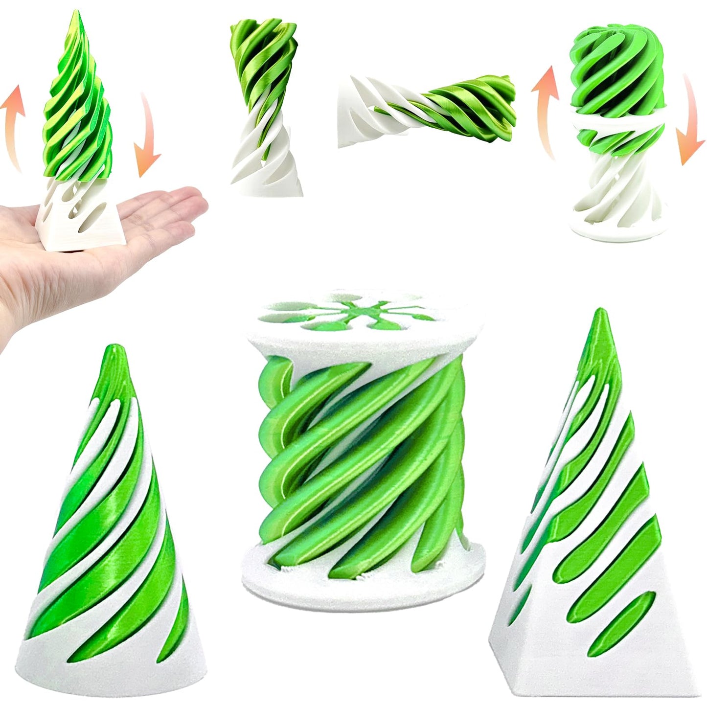 Wg 3 Pack Spiral Cone Fidget Toy, Pyramid Passthrough Sculpture, Mini Cones Pass Through Pyramid Toy For Stress And Anxiety Reli
