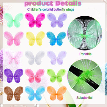 Riceshoot 30 Pcs Kid Fairy Wing For Girl Butterfly Wings Princess Cosplay Fairy Costume Christmas Halloween Birthday Dress Up(Cu