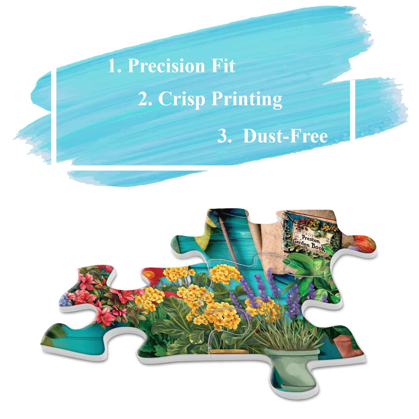 Flower Plant Gardening Puzzle 1000 Piece For Adults, Spring Nature Garden Jigsaw Puzzle, Cat Colorful Cabin Puzzles