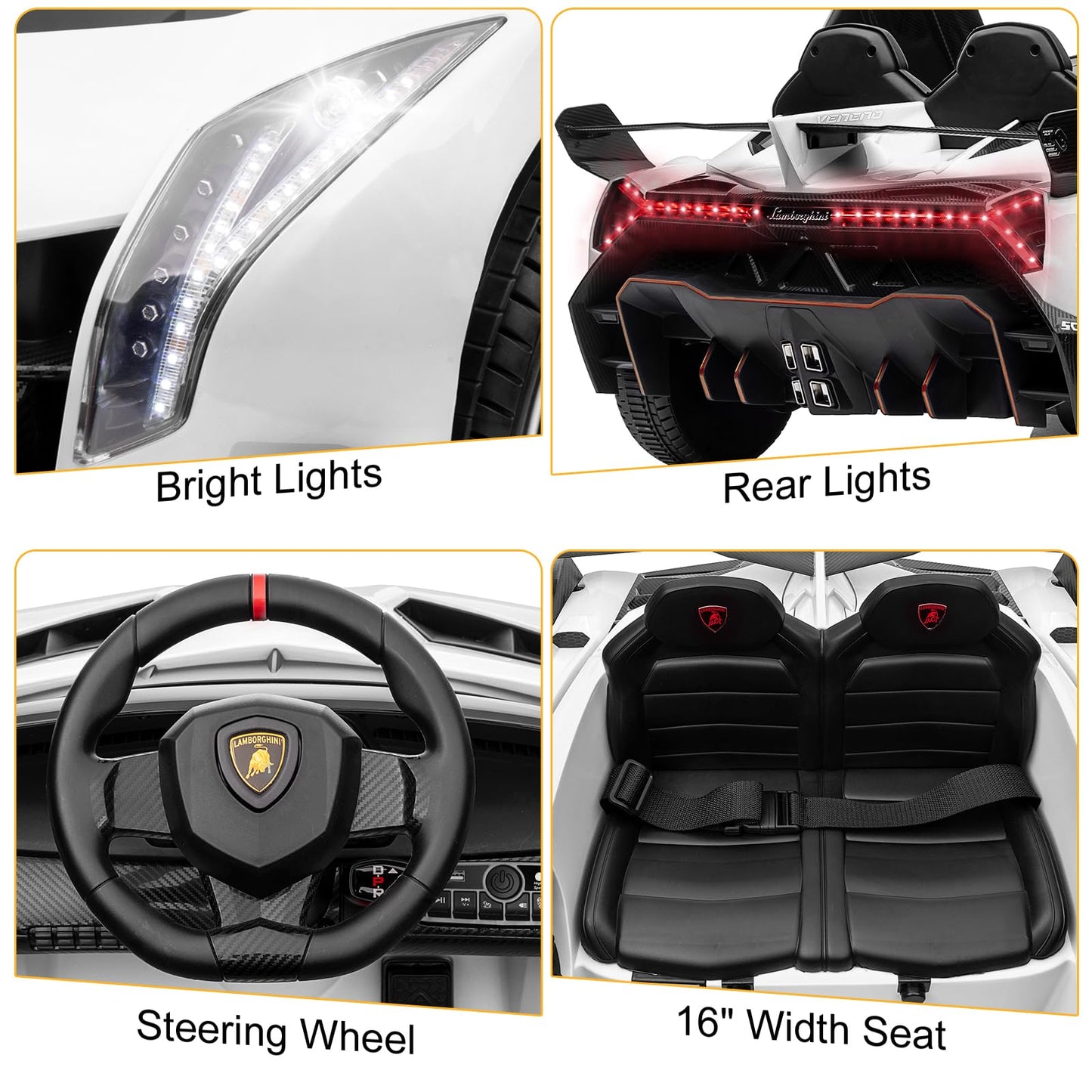 Winado 12V Ride On Car, Electric Vehicle Licensed Lamborghini Veneno For Kids, Electric Cars For Kids W/Parent Control, Hydrauli