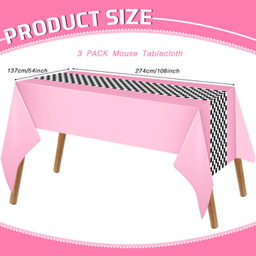 Irenare Car Birthday Party Supplies Racing Decorations 50S Party Tablecloth Racetrack Table Runner Table Covers For Kids Boy Car Theme Birthday Decor, 54 X 108 Inch(Pink,3 Sheets)