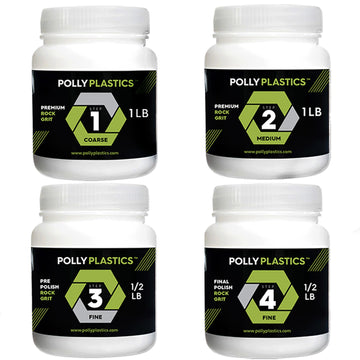 Polly Plastics Rock Tumbler Grit & Polish Refill Kit - 4-Step Supplies for Polishing Stones & Gems, 20 lbs, Full Kit