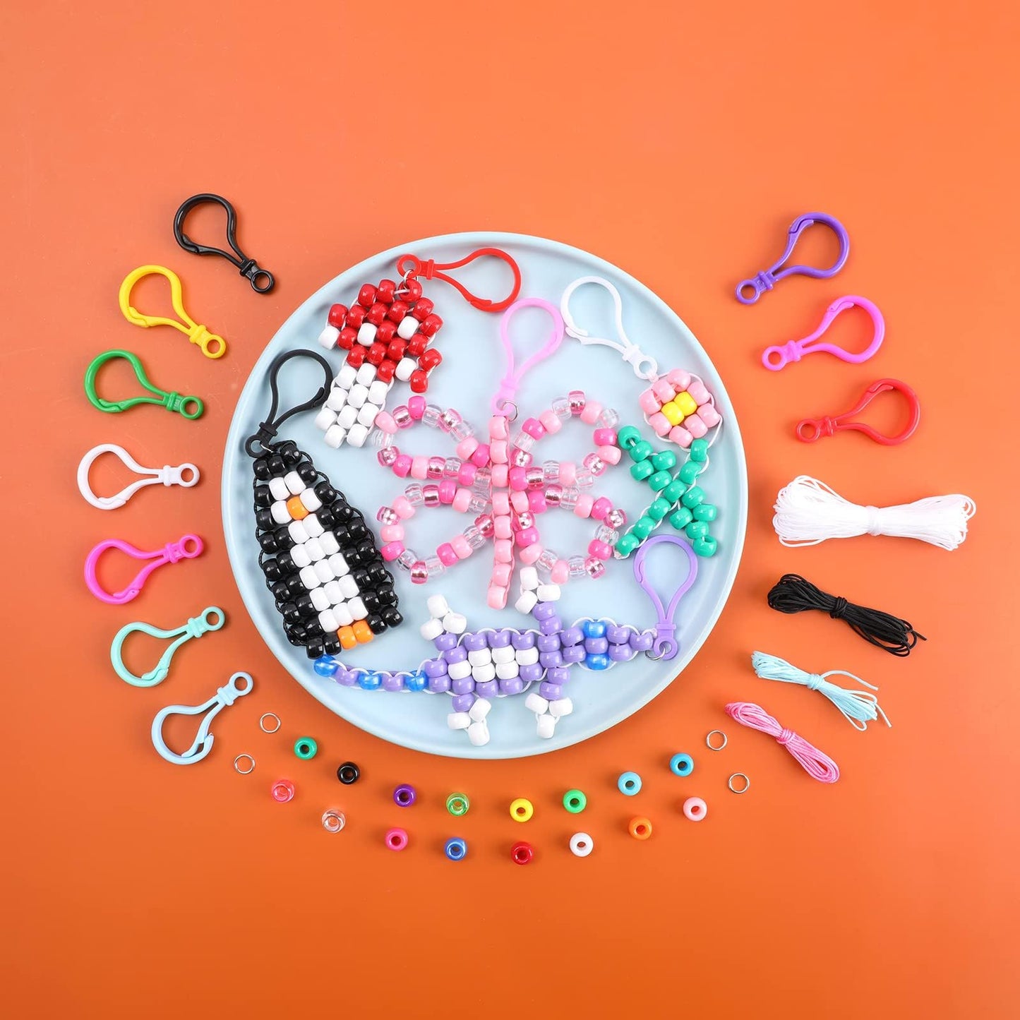 Happy Makers Bead Pets, Pony Beads Multicolor Animals Keychain Making Kit With Instruction, Keyring & Key Clasp, Ultimate Bead P