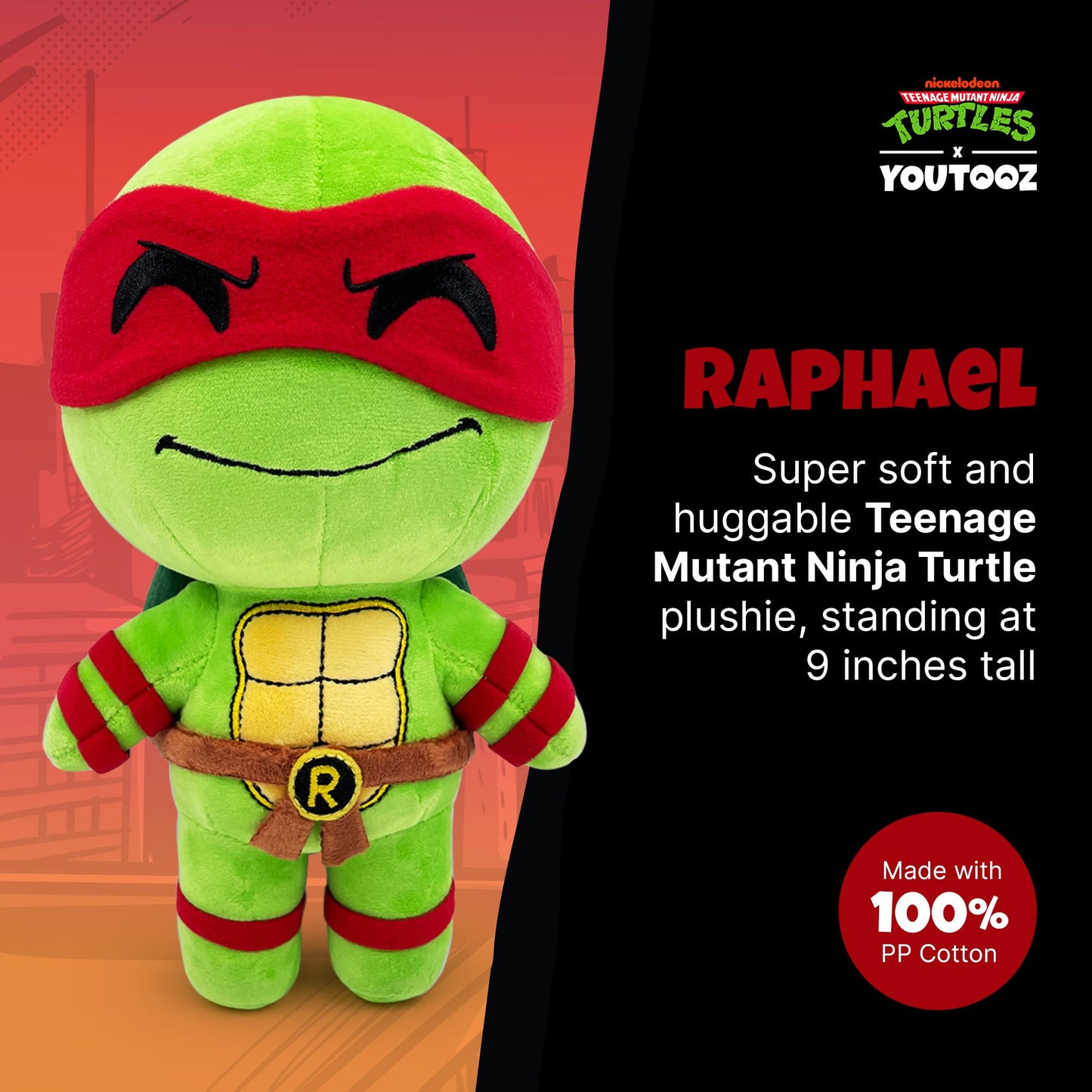 Youtooz Chibi Raphael Plush 9In, Soft Stuffed Tmnt Raphael Plush From Teenage Mutant Ninja Turtles Teenage Mutant Ninja Turtles