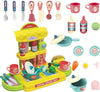 Techhark 30 Pcs Kitchen Play Set Non Toxic Plastic Unbreakable Toys For Girls (Yellow Kitchen)