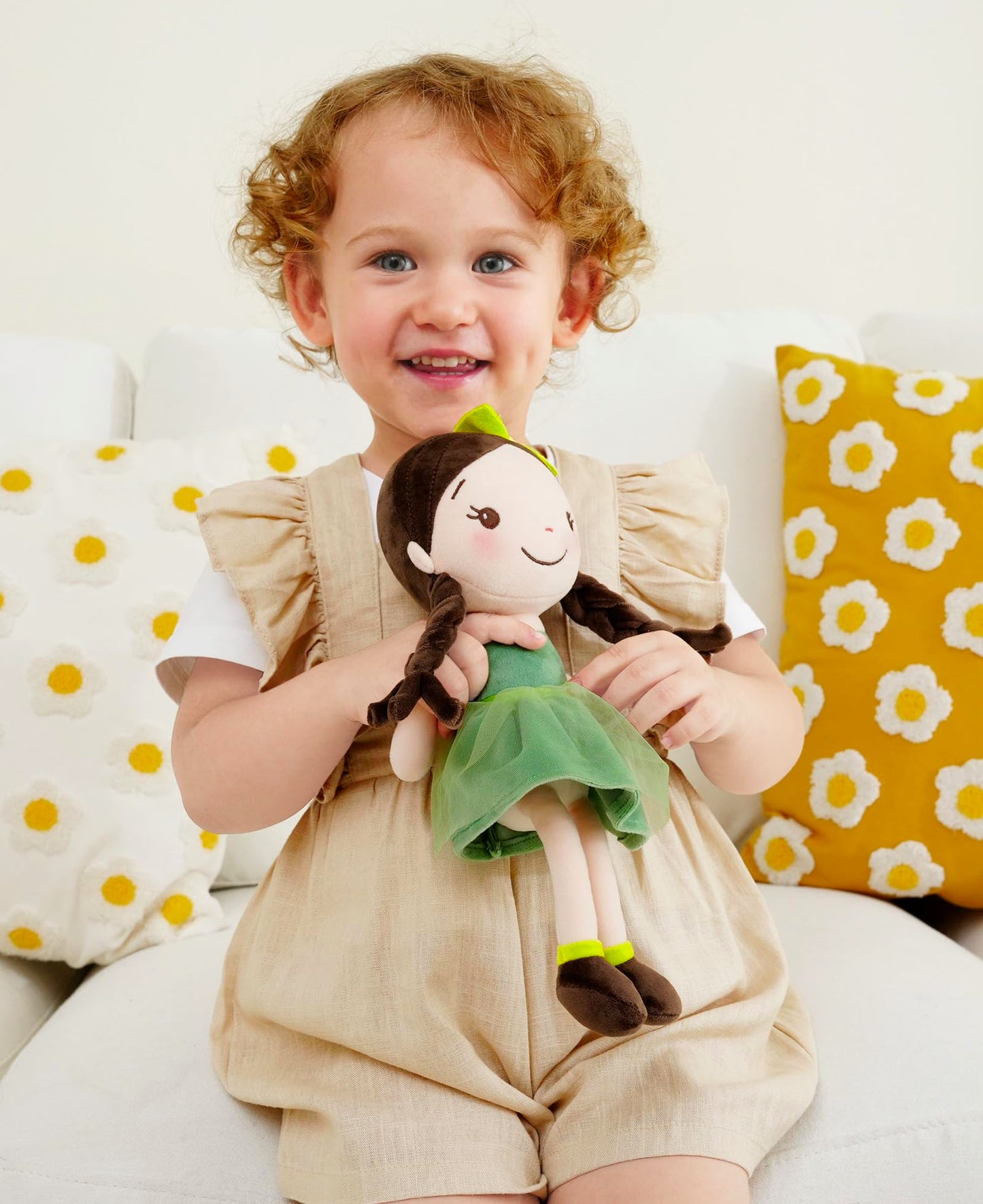 GAGAKU Soft Plush Baby Doll - 12" Cotton Forest Girl Rag Doll, Machine Washable, Perfect Gift for Toddlers & Infants