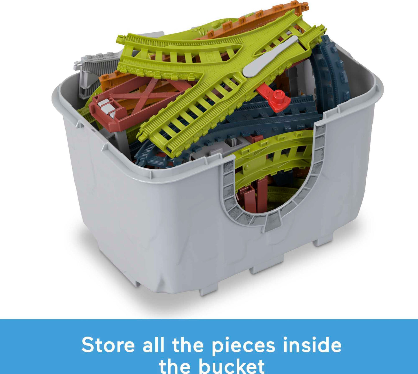 Thomas & Friends Toy Train Tracks Set, Connect & Build Bucket, 34-Piece Expansion Pack for Diecast & Motorized Trains, Age 3+ Ye