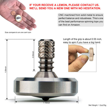 DjuiinoStar enhanced Spinning Top Stainless Steel Collar with Titanium Stem 8-10 Minutes High Precision EDC Desktop Toy DST-812R