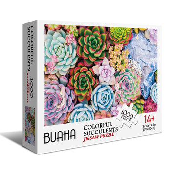 Buhah Succulent Jigsaw Puzzles Plant Puzzle 1000 Pieces For Adults Colorful Jigsaw Puzzles Botanical Puzzle Nature Collage Puzzl