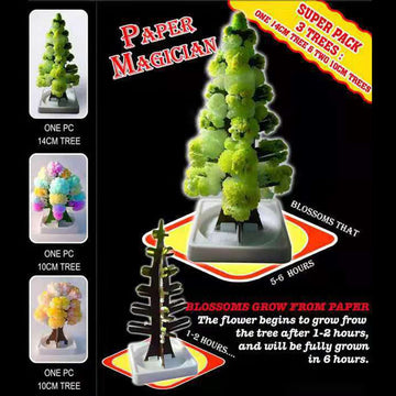 3 In 1 Mini Christmas Tree Magic Growing, Paper Tree Colorful Diy Crystal Growing Kit/Ornaments Decoration Toy Novelty Xmas Gift Boys Girls Science Kits & Toys Learning Guide (A)