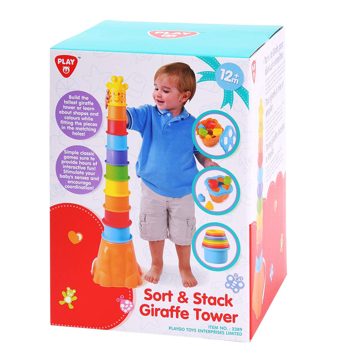 Playgo Giraffe Activity Center Stacking Cups Baby Toys Educational Toddler Toys Top Blocks Game Kit Bpa Free Toys For 1 2 3 4-5 Year Old Girls Boys