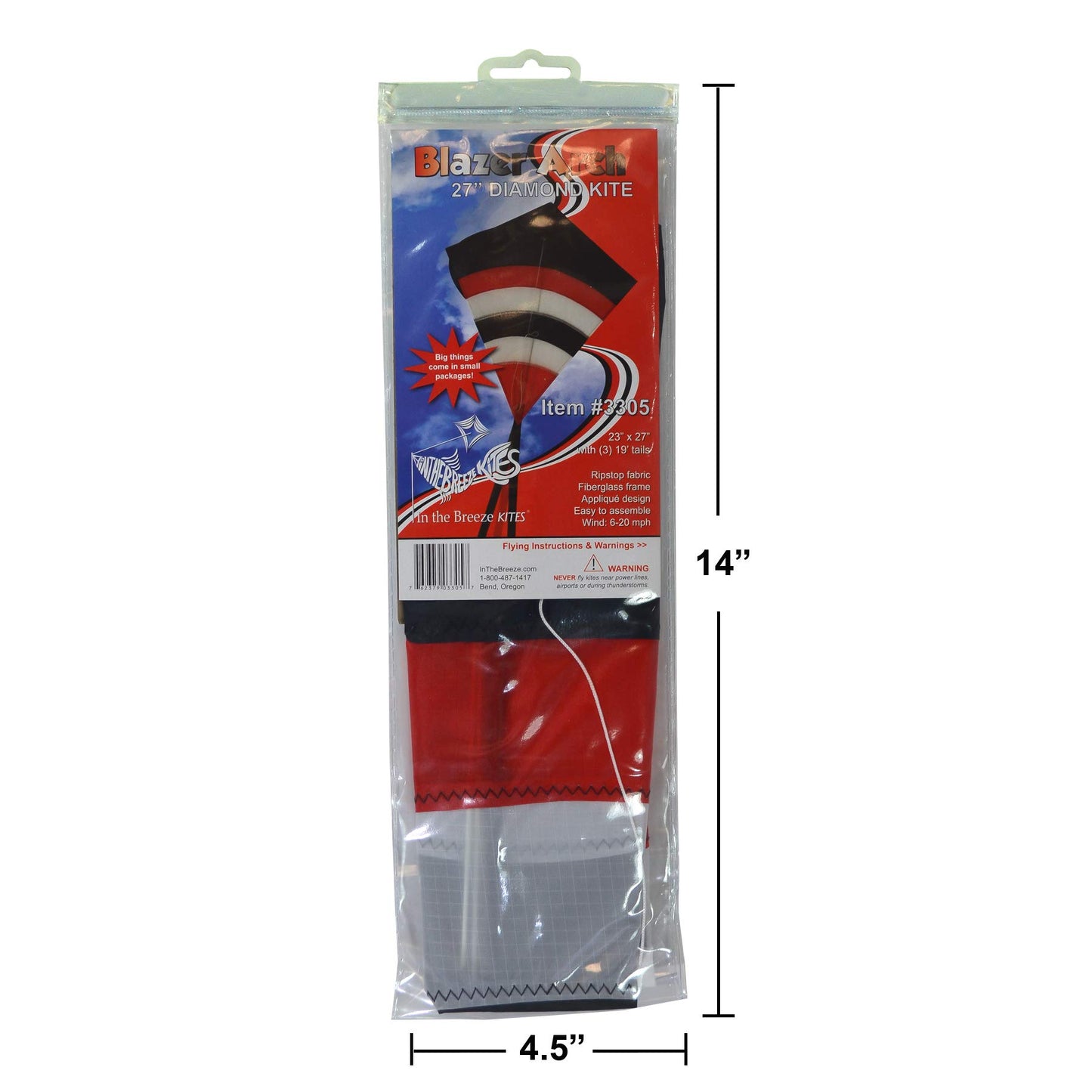 In The Breeze 3305-3 - Blazer Arch 27 Inch Diamond Kite — Perfect Kites For Kids Ages 4-12, Adults, And Toddlers Kite String Included