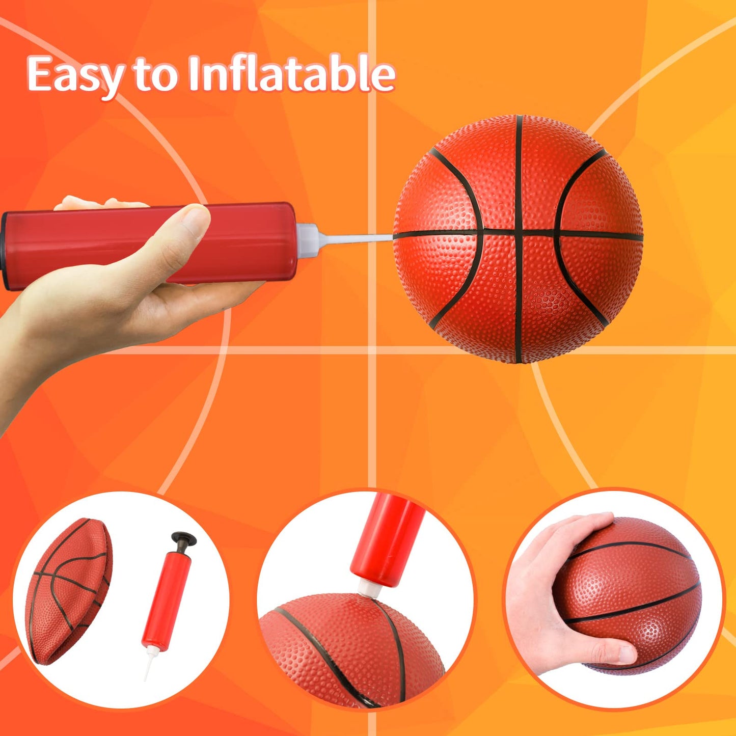 6 Inches Mini Basketball,6 Pack Mini Basketballs For Kids,Inflatable Miniature Basketball Set With Air Pump,Small Basketball Toy Rubber Basketball For Indoor Outdoor Beach Pool Sports Game Party