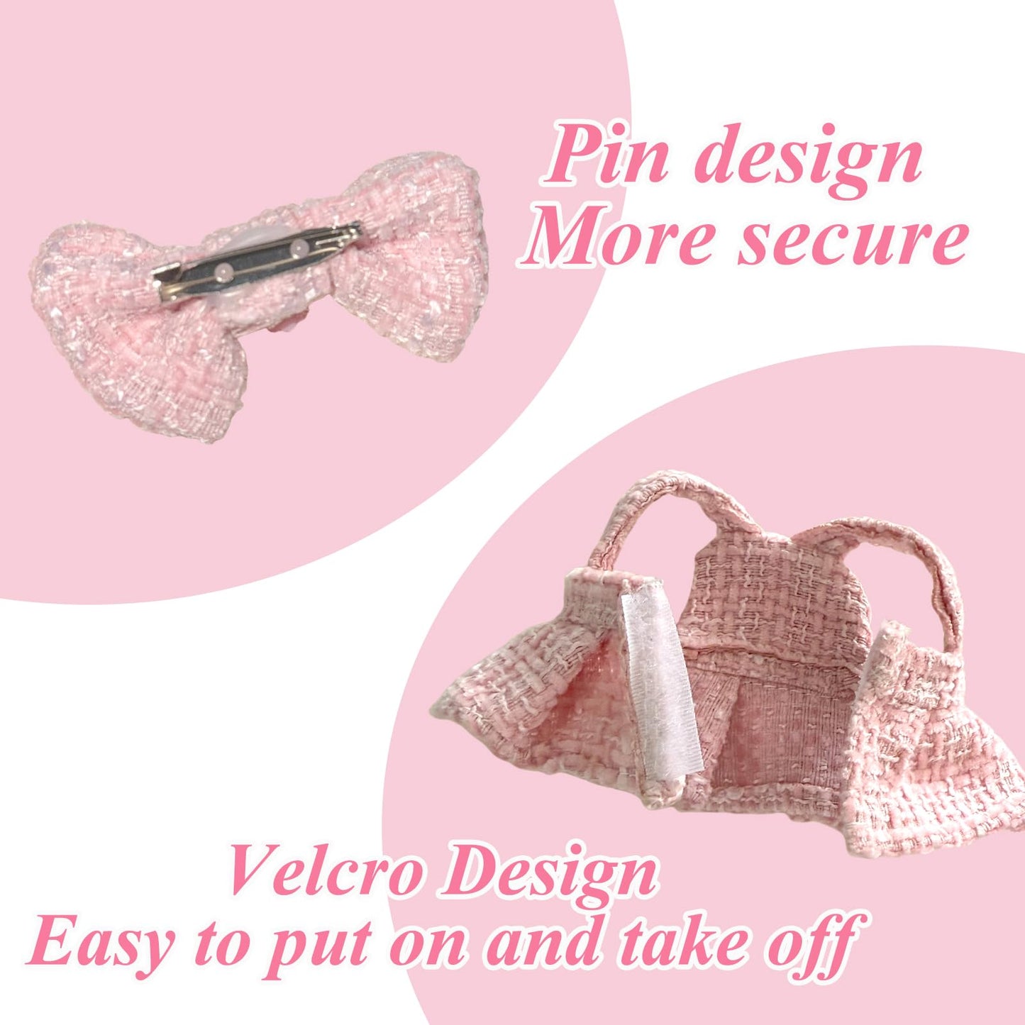 6.7in/17cm Doll Clothes Set(NO Doll) 4 Pcs Outfit Set Includes enhanced Fashion Dresses & Bow Hairpin & Glasses & Cute Rabbit Charm elegant Chic Doll Clothing Accessories