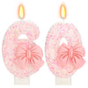 ElekFX 60th Birthday Candles for Cake, Pink Bow Number Cake Candles, 2.76 inch Number Happy Birthday Candle, Cake Topper Decorat