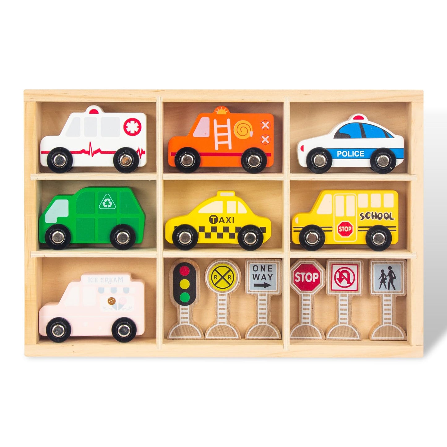 Woodenedu Wooden Train Car Sets For Toddlers, Train Toy Magnetic Sets Fits Brio, Thomas, Melissa And Doug, Kids For Boys Girls 3