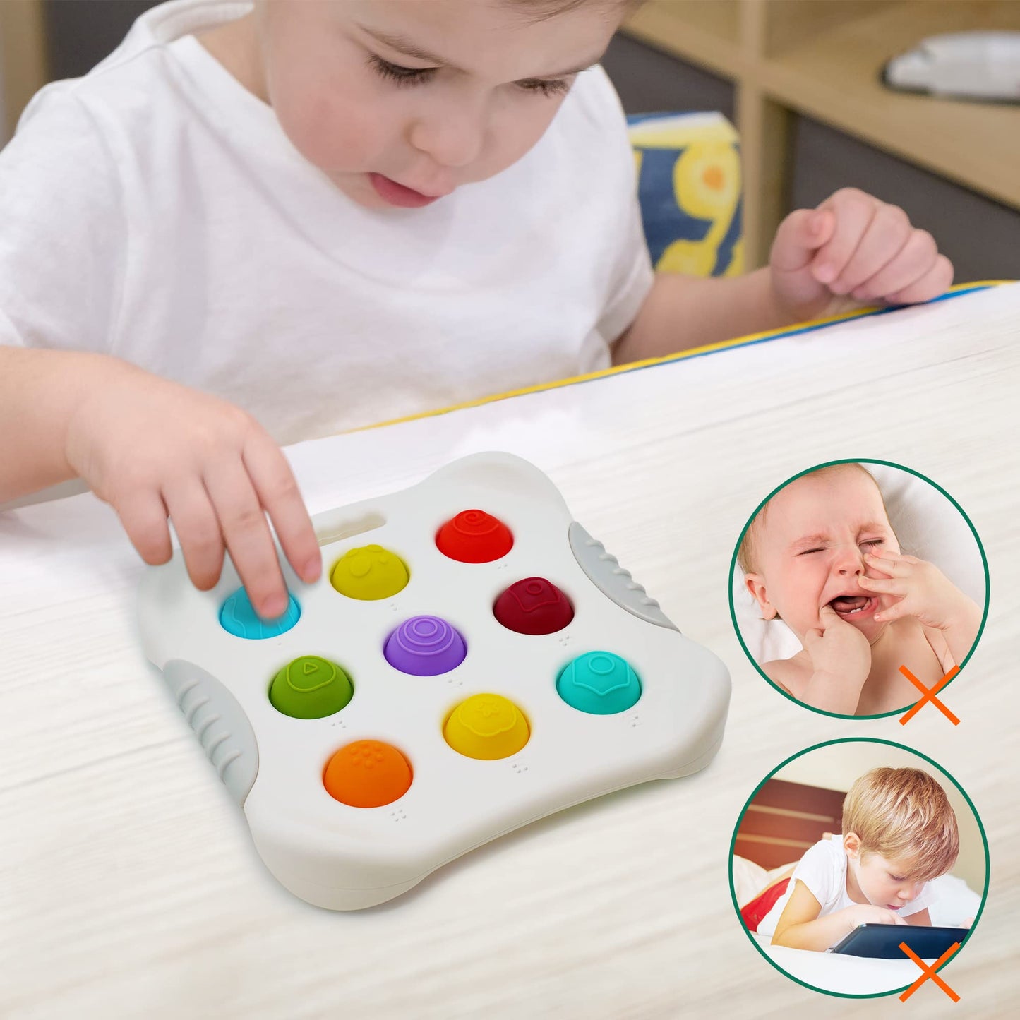 Likee Fidget Popper Sensory Baby Toys For 10+ Months, Montessori Busy Toy For 1 2 3 Years Old Toddlers Push And Popping Bubbles Fine Motor Skill, Travel Toys For Kids Ages 1-3 Stress Relief (1 Piece)