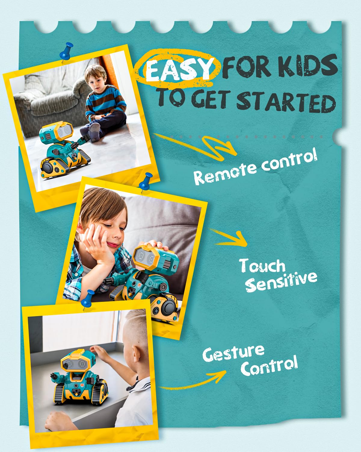 Holyton Robot Toys For Kids, Rechargeable Remote Control Robot With Auto-Demonstration, Dance Moves, Music, And Gesture Sensing –Toy Robot For 3,4,5,6 Year Old Boys K103