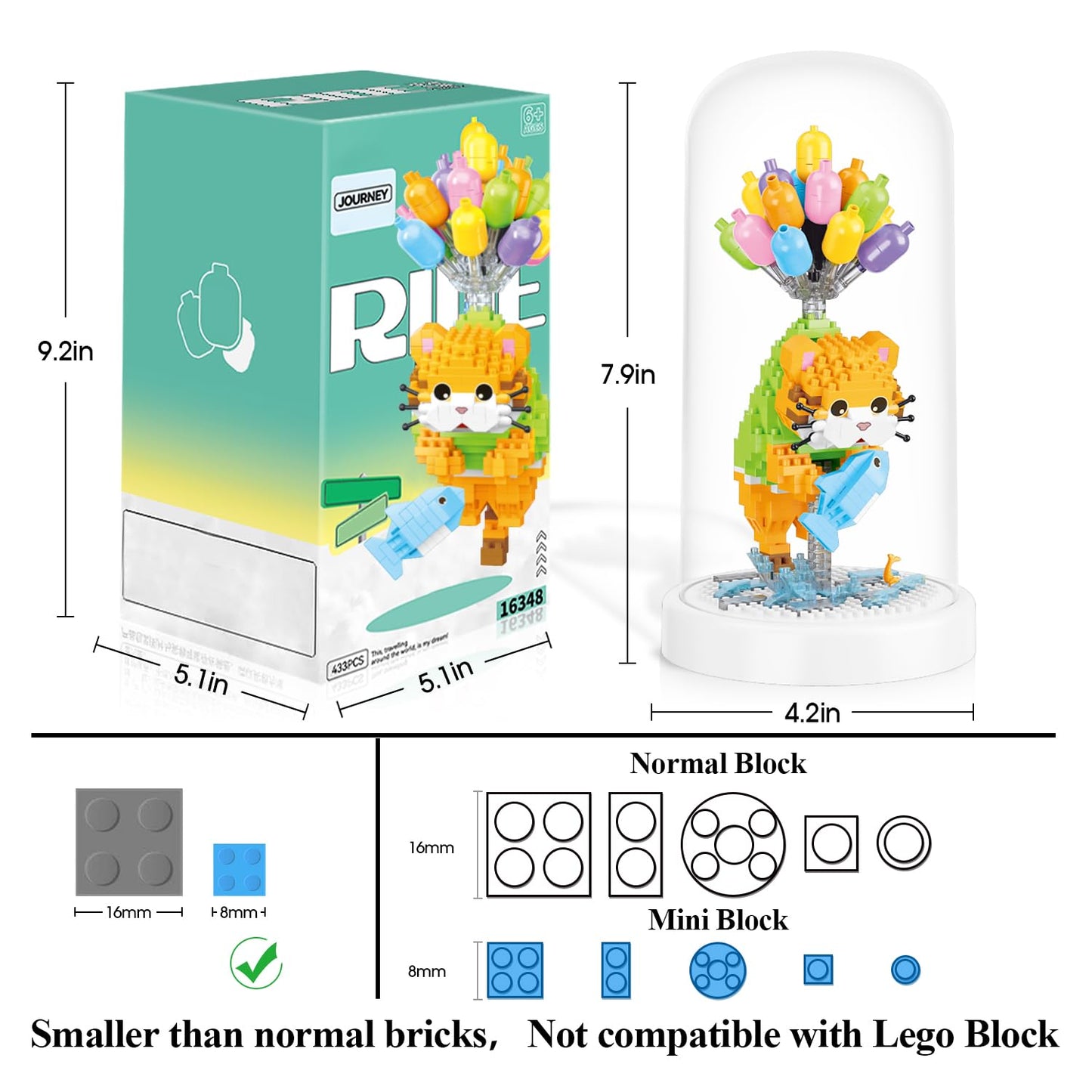 Balloon Cat Building Set With Dust Cover, Mini Micro Animals Building Blocks Set, Small 3D Crossing Pet Model Stem Toys For Kids