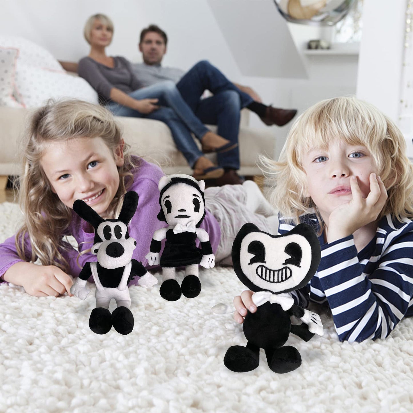 YZONU Anime Plush Toys - Bendy Doll 3PCS Soft Stuffed Animals for Kids & Game Fans - Plush Fabric, Cute Horror Design