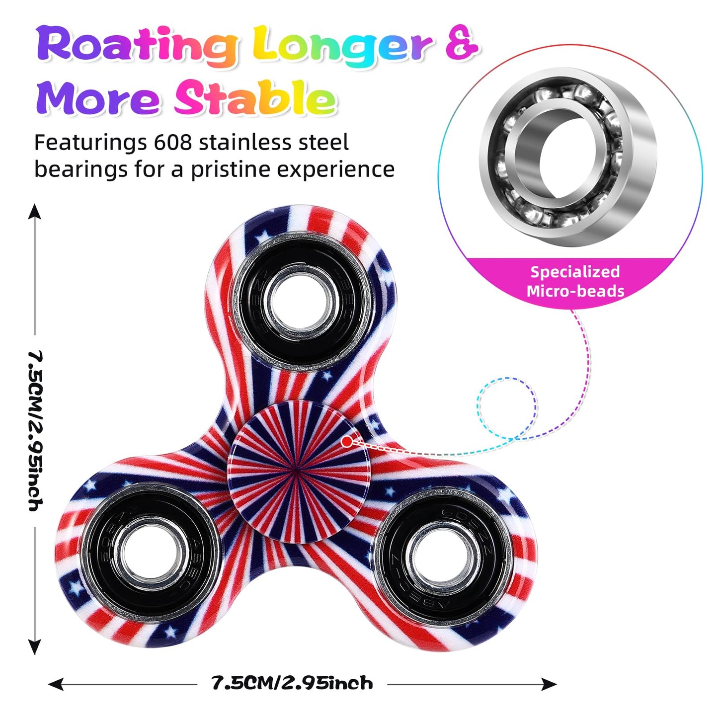 Scione 12 Pack Fidget Spinner Toy, Finger Spinner Fidget Pack-Anxiety Toys Stress Relief Reducer- Party Favors For Kids/Adults Birthday Party Favor Goodie Bag Stuffers Classroom Prizes