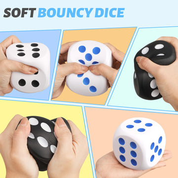 Giant 3 Inch Foam Fidget Dice - Stress Relief Squeeze Squishy Game Dice, Perfect for Family Fun, Classroom Activities, and Party