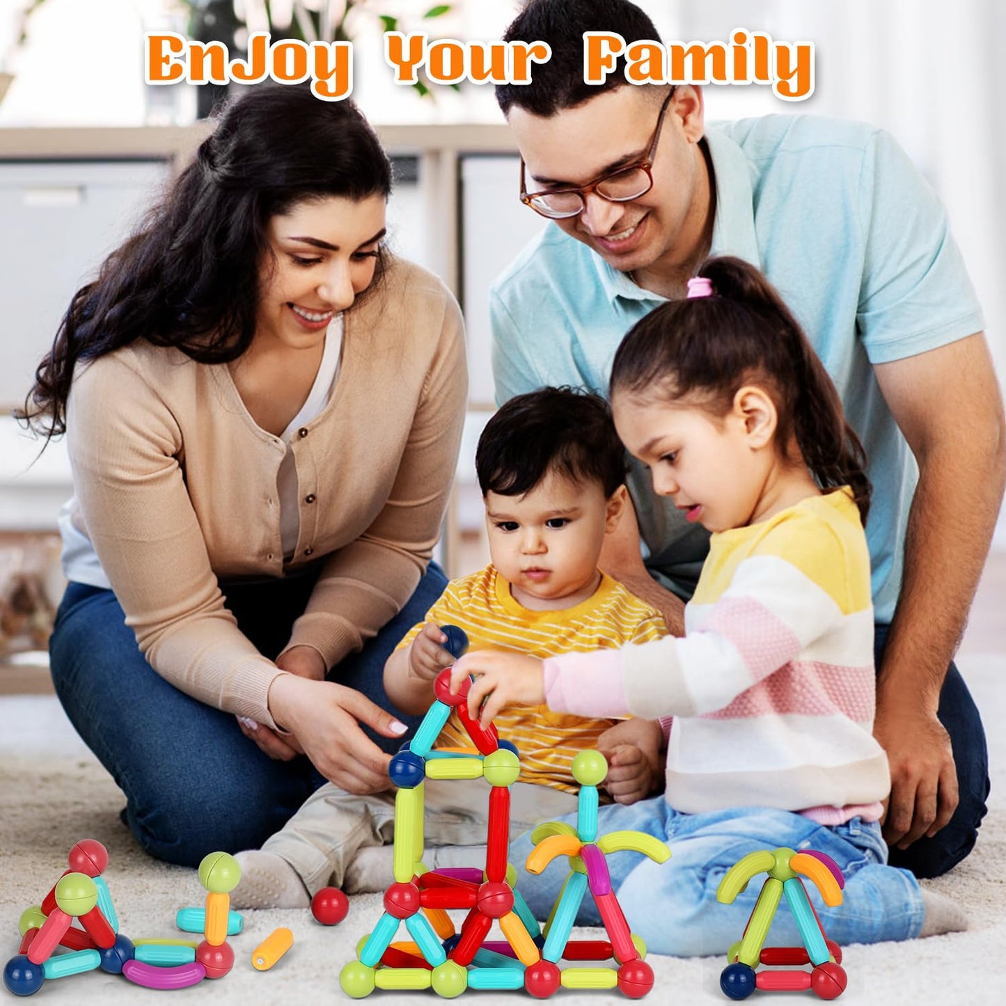 Lecover Magnetic Building Blocks Toy, Educational Magnetic Building Sticks, Toddler Toys, Magnet Toy Set, Montessori Toys For Boys Girls, Gift Set For Kid’S Early Educational Learning