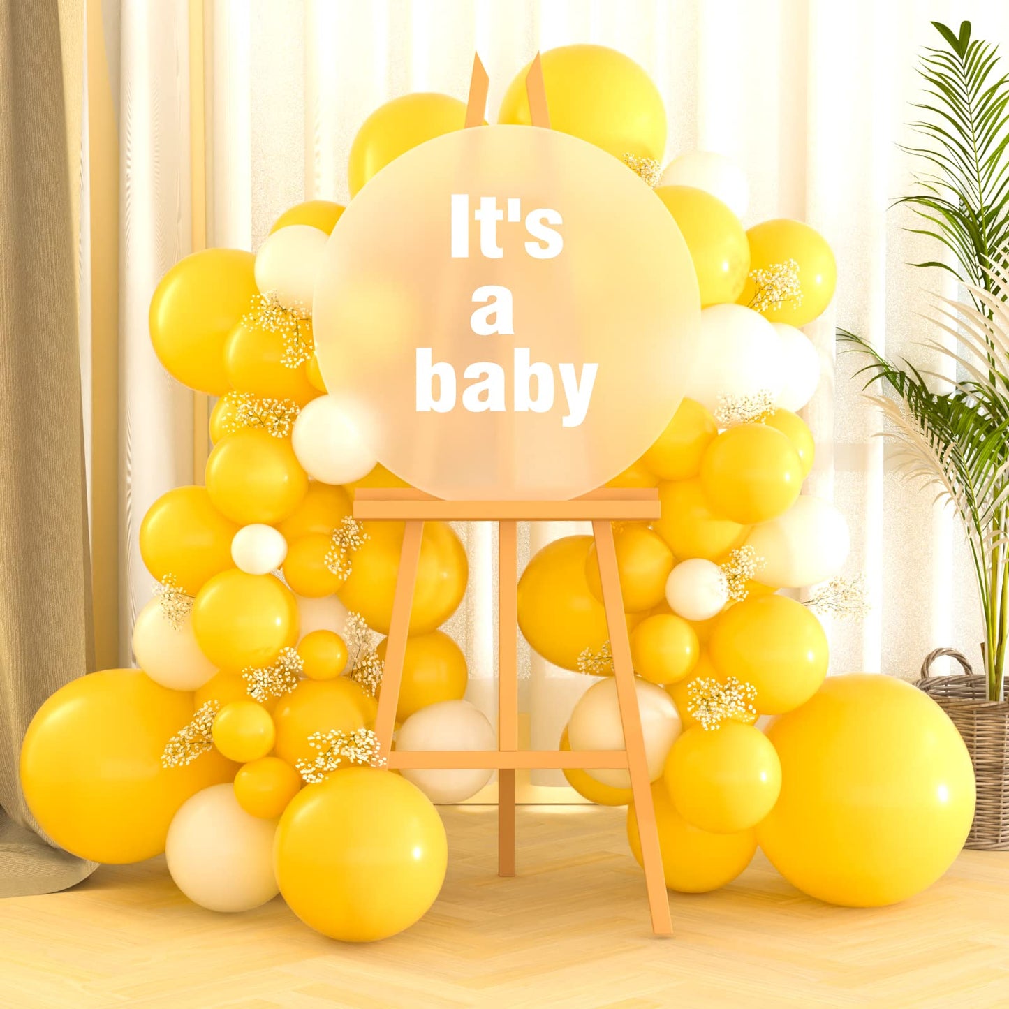 Tuparka 102 Pcs Yellow Balloons Garland Arch Kit Different Sizes 5 10 12 18 Inch Pastel Yellow Party Balloons For Birthday Baby Shower Sunflower Theme Party Decorations