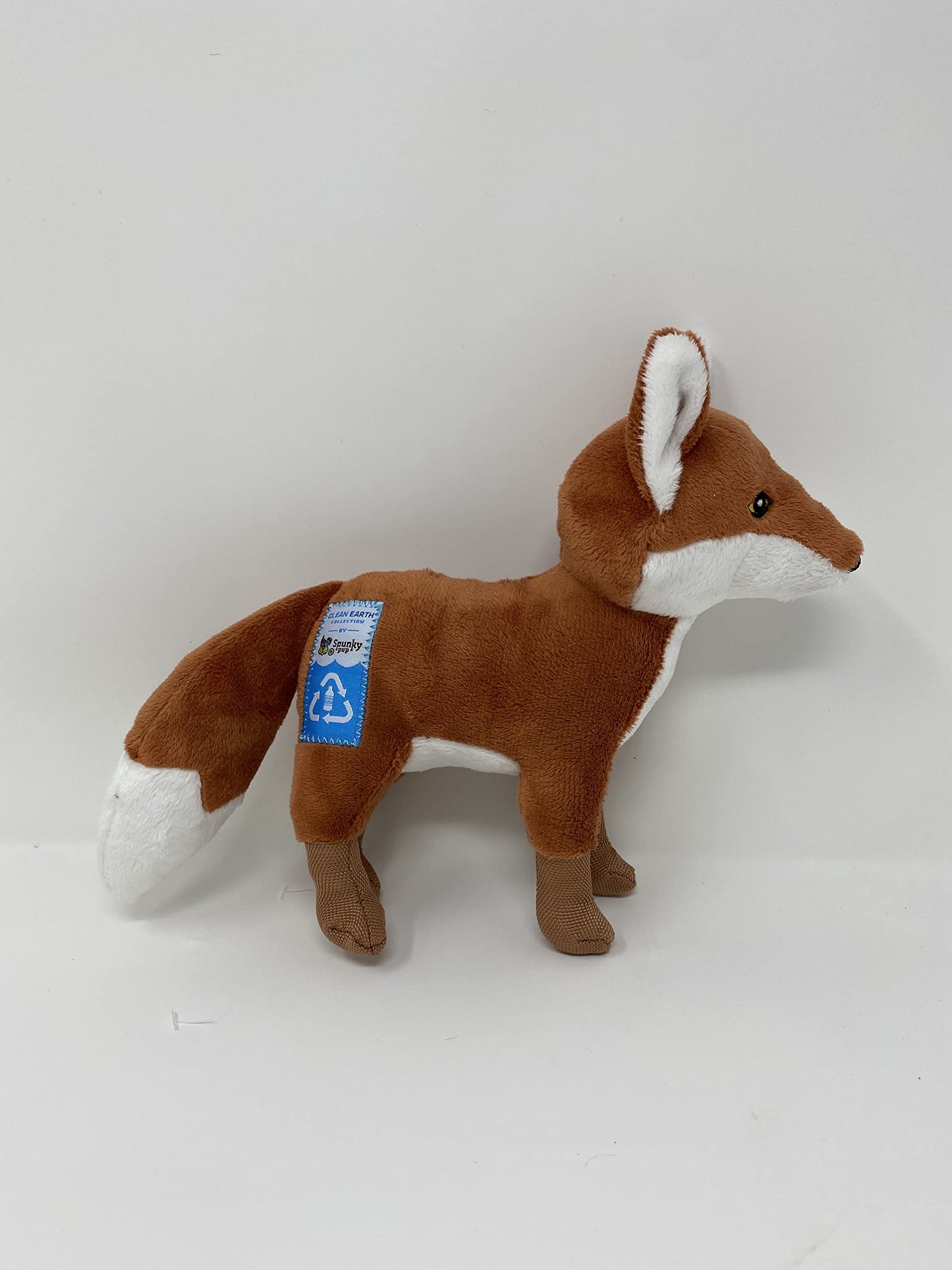 Spunky Pup Clean Earth Plush Fox Toy - Small, Brown, Made from 100% Recycled Water Bottles, Model 7260